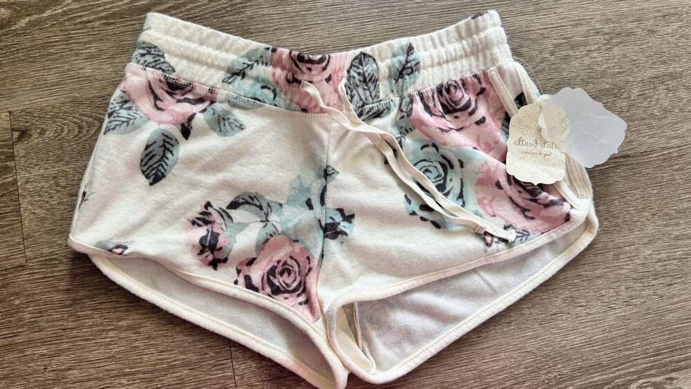 Altar'd State Floral Lounge Shorts White Pink